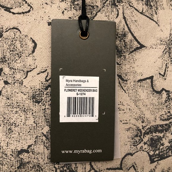 Myra™ Upcycled Canvas and Cowhide Weekender Bag - Picture 12 of 13